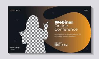 Corporate business webinar conference horizontal web banner design or online business conference live webinar banner invitation design. vector