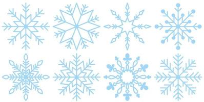 colección de copos de nieve. hermosos copos de nieve para el diseño de invierno de navidad. un conjunto de elementos de navidad y año nuevo. símbolo de invierno. vector