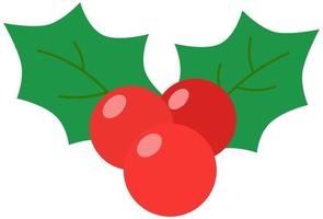 Christmas holly berries icon. Season decoration, winter plant fruits. Holiday illustration. vector