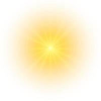Yellow sun, a flash, a soft glow without departing rays. Star flashed with sparkles isolated on white background. Vector illustration of abstract yellow splash.
