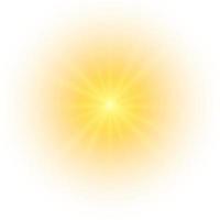 Yellow sun, a flash, a soft glow without departing rays. Star flashed with sparkles isolated on white background. Vector illustration of abstract yellow splash.