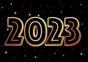 2023 año nuevo efecto 3d. tarjeta de deseo de año nuevo, tarjeta de invitación de año nuevo de lujo 2023. vector