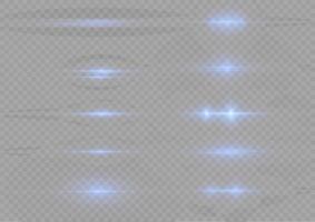 Horizontal beams of light. Beautiful light reflections. Glowing stripes on a light background. Glowing abstract sparkling background. Set of white horizontal highlights. Laser beams. spark and stars. vector