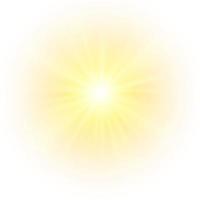 Yellow sun, a flash, a soft glow without departing rays. Star flashed with sparkles isolated on white background. Vector illustration of abstract yellow splash.