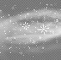 nieve y viento. elemento decorativo degradado blanco.ilustración vectorial. invierno y nieve con niebla. viento y niebla. vector