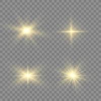 conjunto de efectos de luz aislados brillantes, destello de lente, explosión, brillo, línea, destello solar, chispa y estrellas. diseño abstracto de elementos de efectos especiales. rayo de brillo con vector