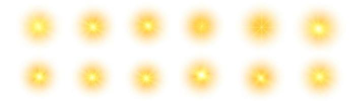 sol amarillo, un destello, un resplandor suave sin rayos que se alejan. estrella brilló con destellos aislado sobre fondo blanco. ilustración vectorial de salpicaduras amarillas abstractas. vector