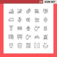 Pictogram Set of 25 Simple Lines of computer arts timer art watch Editable Vector Design Elements