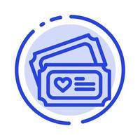 Ticket Love Heart Wedding Blue Dotted Line Line Icon vector