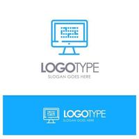 Cryptography Data Ddos Encryption Information Problem Blue Outline Logo Place for Tagline vector