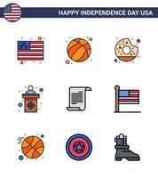 Editable Vector Line Pack of USA Day 9 Simple Flat Filled Lines of american file round sign election Editable USA Day Vector Design Elements