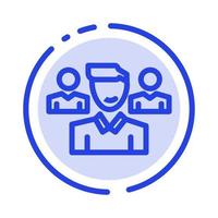 Team User Manager Squad Blue Dotted Line Line Icon vector