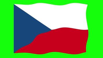 Czech Republic Waving Flag 2D Animation on Green Screen Background. Looping seamless animation. Motion Graphic video