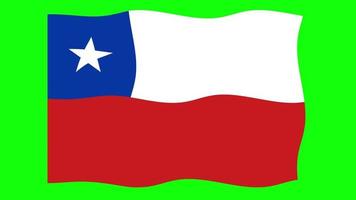 chile ondeando bandera animación 2d sobre fondo de pantalla verde. animación sin fisuras en bucle. gráfico de movimiento video