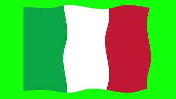 italie agitant le drapeau animation 2d sur fond d'écran vert. animation transparente en boucle. graphique de mouvement video