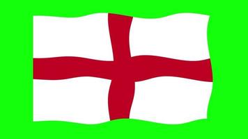Inglaterra agitando a bandeira animação 2d no fundo da tela verde. animação perfeita em loop. gráfico em movimento video