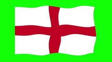 england winkende flagge 2d-animation auf grünem bildschirmhintergrund. Looping nahtlose Animation. Bewegungsgrafik video