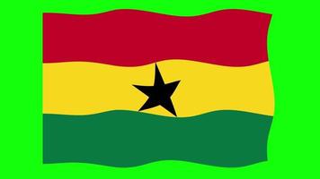 Ghana Waving Flag 2D Animation on Green Screen Background. Looping seamless animation. Motion Graphic video