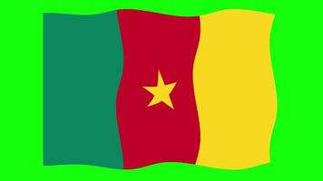 kamerun schwenkende flagge 2d-animation auf grünem bildschirmhintergrund. Looping nahtlose Animation. Bewegungsgrafik video