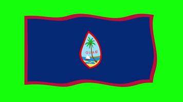 guam ondeando la bandera animación 2d sobre fondo de pantalla verde. animación sin fisuras en bucle. gráfico de movimiento video