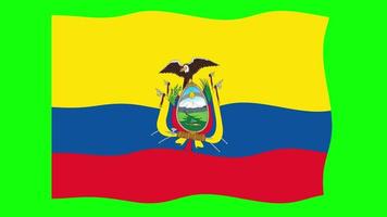 Ecuador Waving Flag 2D Animation on Green Screen Background. Looping seamless animation. Motion Graphic video