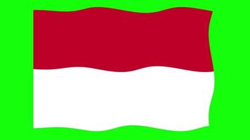 indonésie agitant le drapeau animation 2d sur fond d'écran vert. animation transparente en boucle. graphique de mouvement video