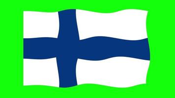 Finland golvend vlag 2d animatie Aan groen scherm achtergrond. looping naadloos animatie. beweging grafisch video