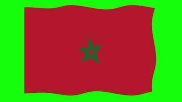 maroc agitant le drapeau animation 2d sur fond d'écran vert. animation transparente en boucle. graphique de mouvement video