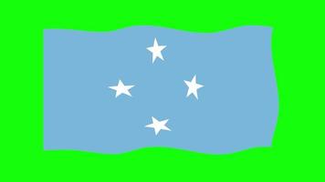 Micronesië golvend vlag 2d animatie Aan groen scherm achtergrond. looping naadloos animatie. beweging grafisch video