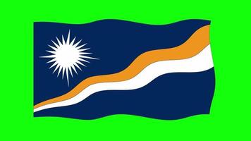 Marshall Island Waving Flag 2D Animation on Green Screen Background. Looping seamless animation. Motion Graphic video