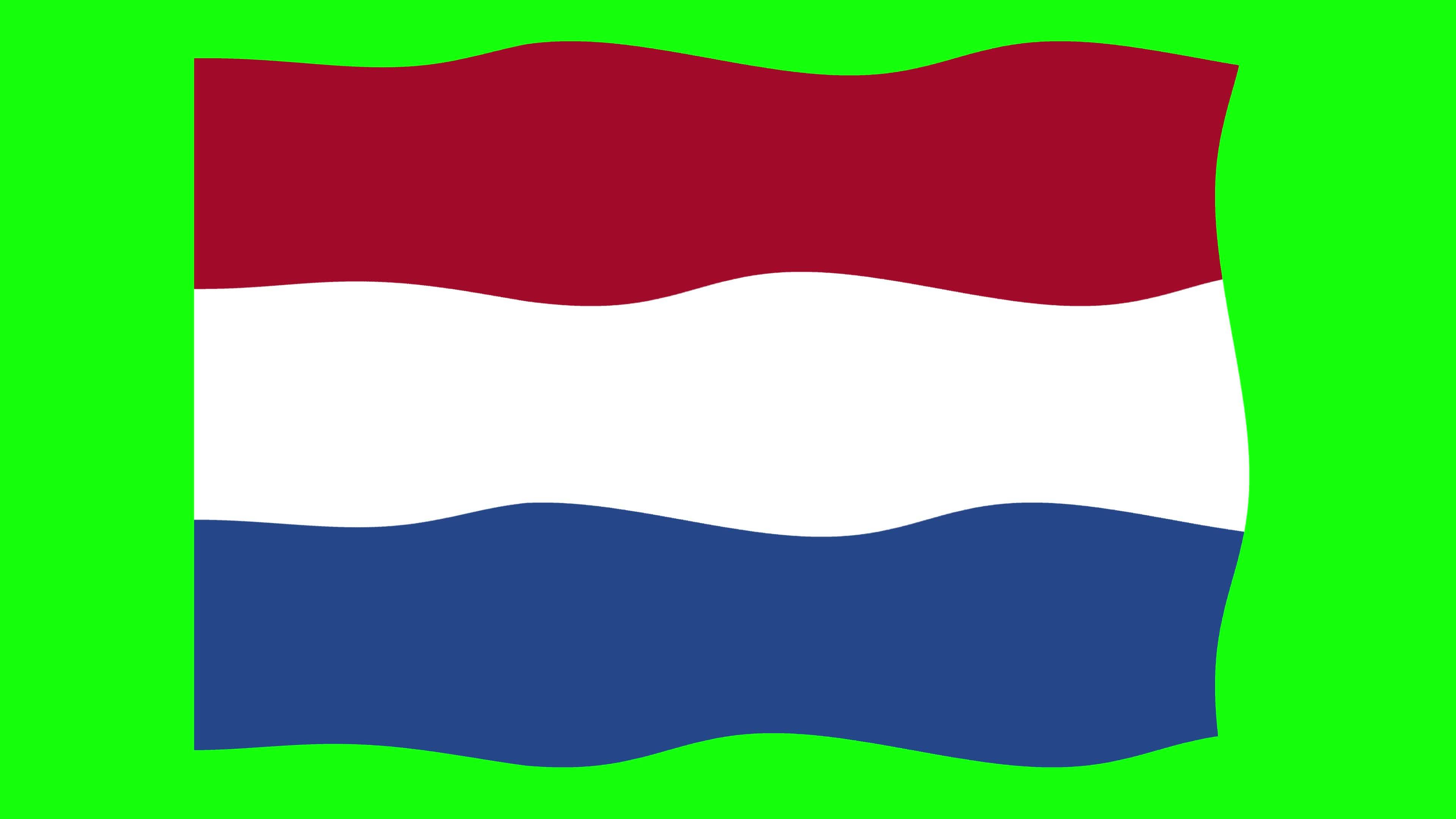Netherlands Waving Flag 2D Animation on Green Screen Background. Looping seamless animation