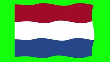 Nederland golvend vlag 2d animatie Aan groen scherm achtergrond. looping naadloos animatie. beweging grafisch video