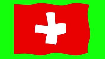 Switzerland Waving Flag 2D Animation on Green Screen Background. Looping seamless animation. Motion Graphic video