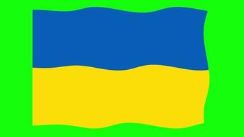 ukraine winkende flagge 2d-animation auf grünem bildschirmhintergrund. Looping nahtlose Animation. Bewegungsgrafik video