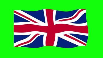 Großbritannien winkende Flagge 2D-Animation auf grünem Hintergrund. Looping nahtlose Animation. Bewegungsgrafik video