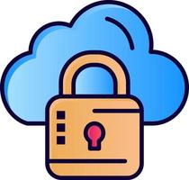 Cloud Network Lock Locked  Flat Color Icon Vector icon banner Template