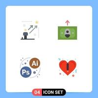 4 Creative Icons Modern Signs and Symbols of user designing arrow finance heart Editable Vector Design Elements