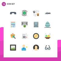 Set of 16 Modern UI Icons Symbols Signs for nature hill reverse mountain lock Editable Pack of Creative Vector Design Elements