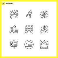 9 Icon Set Simple Line Symbols Outline Sign on White Background for Website Design Mobile Applications and Print Media Creative Black Icon vector background