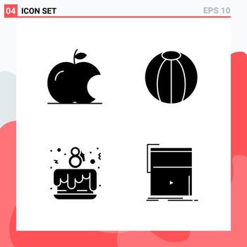 Collection of 4 Vector Icons in solid style Modern Glyph Symbols for Web and Mobile Solid Icon Sign Isolated on White Background 4 Icons Creative Black Icon vector background