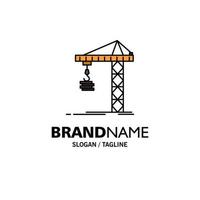 Crane Building Construction Constructing Tower Business Logo Template Flat Color vector