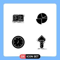 4 Solid Black Icon Pack Glyph Symbols for Mobile Apps isolated on white background 4 Icons Set Creative Black Icon vector background