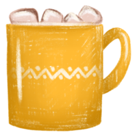 xícara de café amarela com marshmallow png