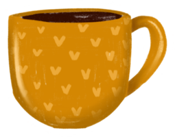 taza de cafe dorada con corazon png