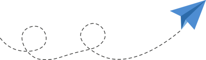 ruta de avión de papel de línea discontinua png