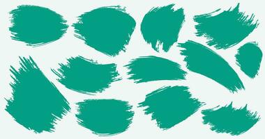 Green color hand drawn grunge paint brush stripe vector big set