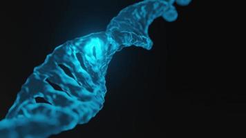 Construction of blue DNA for science or health, 3d rendering video