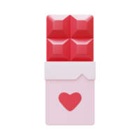 Valentine Chocolate Bar 3D Render Element png