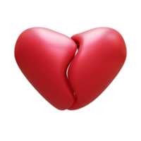 Valentine Broken Heart 3D Render Element png