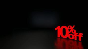 video animation of red 10 percent off icon falling from above on black reflection color background